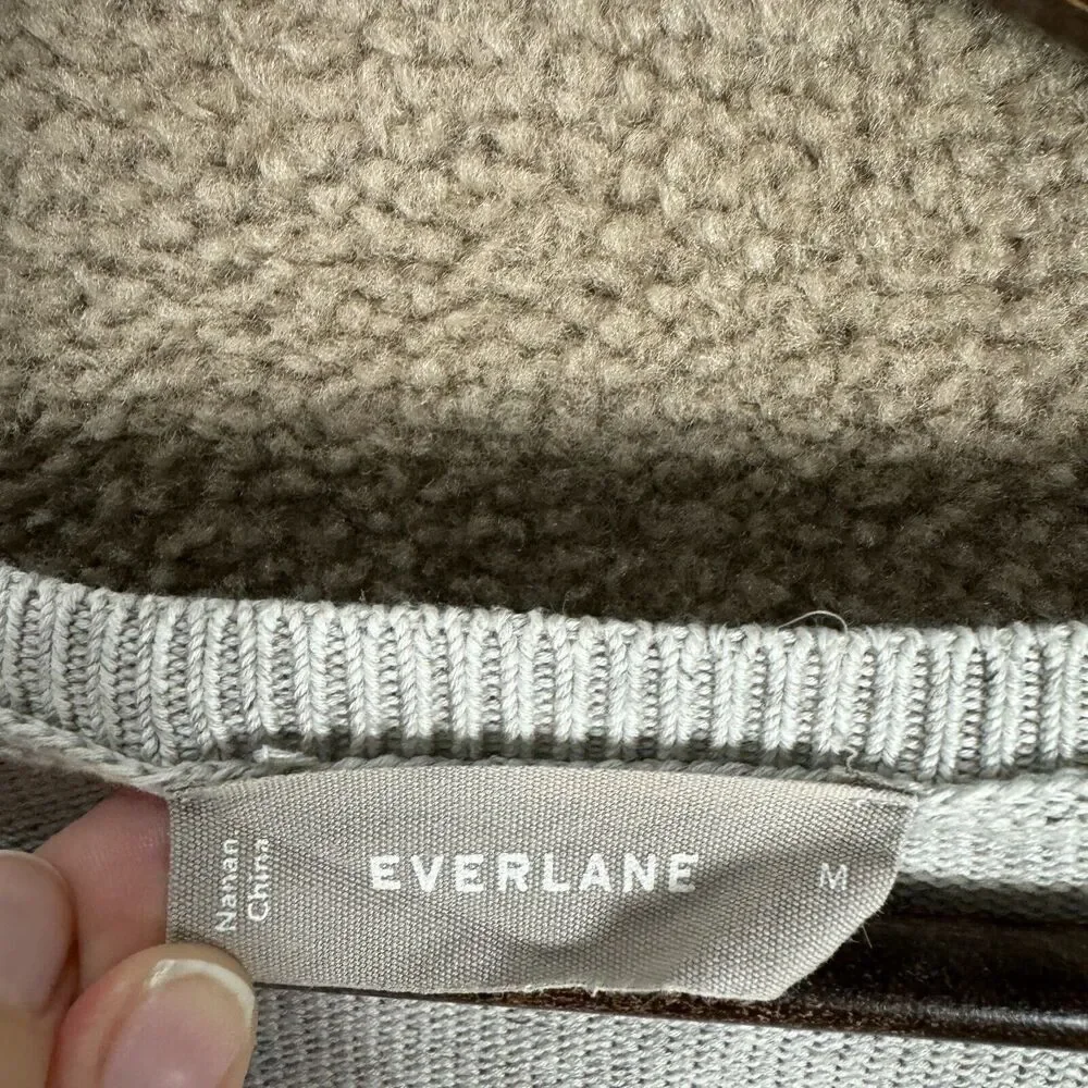 Everlane Sweater Womens Size Medium M Light Gray V Neck Pullover Boxy Fit Cotton